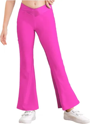 TiaoBug Kids Girls Flare Leggings Bootcut Yoga Pants Modern Ballet Jazz Latin Hip Hop Dance Bell Bottoms Trousers