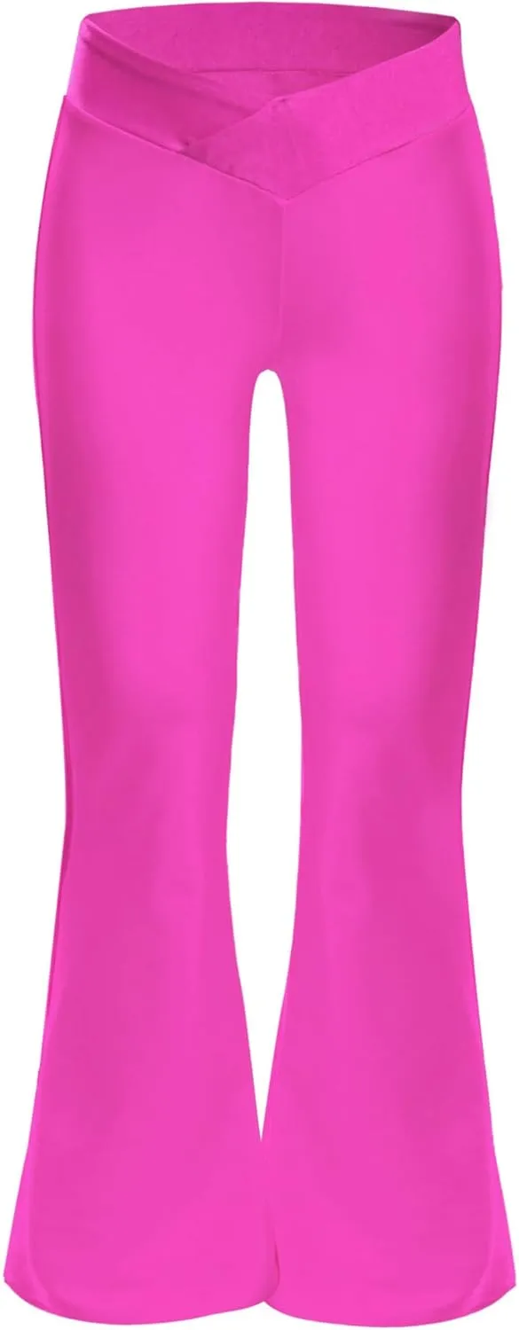 TiaoBug Kids Girls Flare Leggings Bootcut Yoga Pants Modern Ballet Jazz Latin Hip Hop Dance Bell Bottoms Trousers