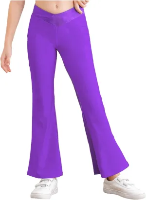TiaoBug Kids Girls Flare Leggings Bootcut Yoga Pants Modern Ballet Jazz Latin Hip Hop Dance Bell Bottoms Trousers