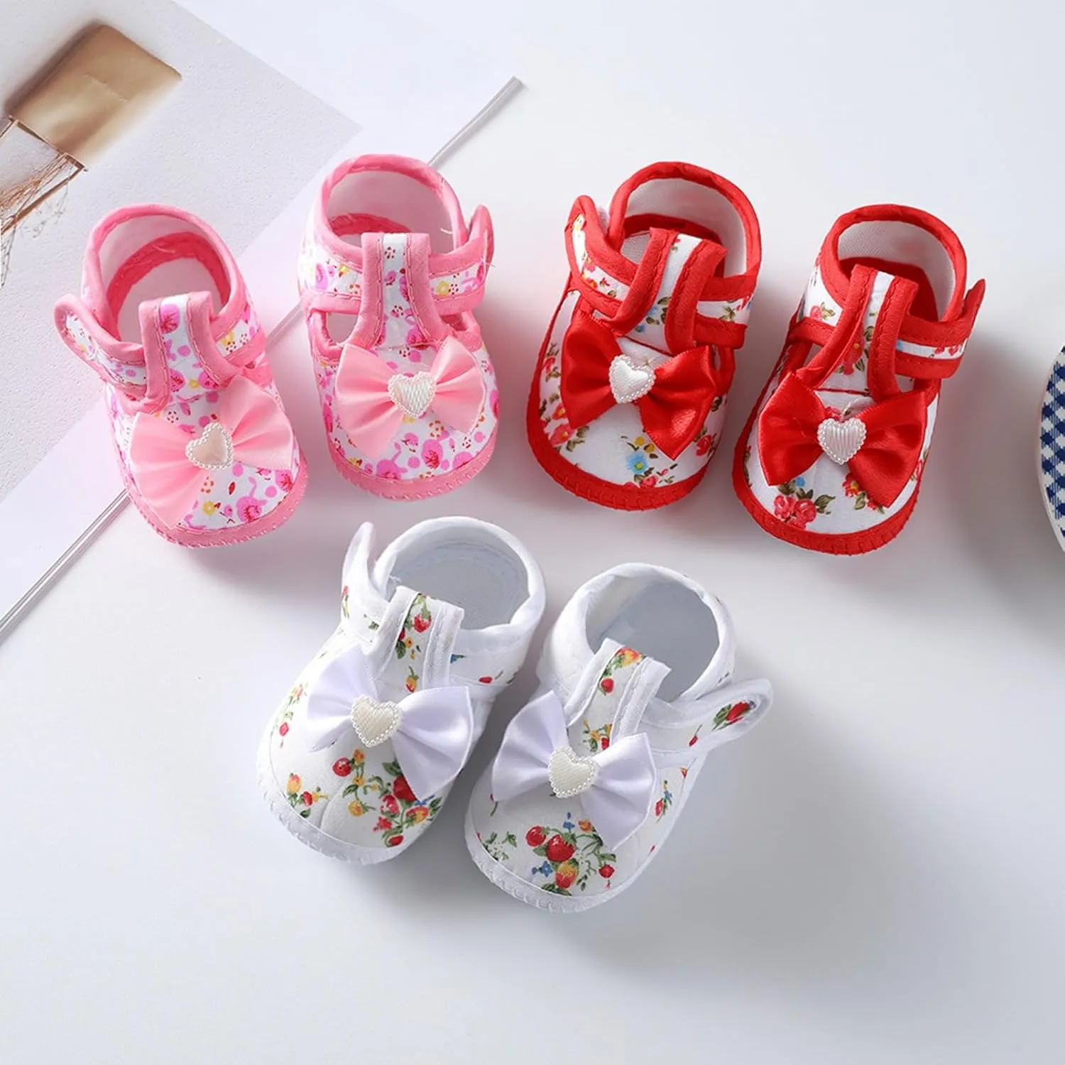 Toddler Baby Girls Cute Flower First Walking Sandals Lightweight Soft Sole Non-Slip Sneakers Princess Wedding Shoes