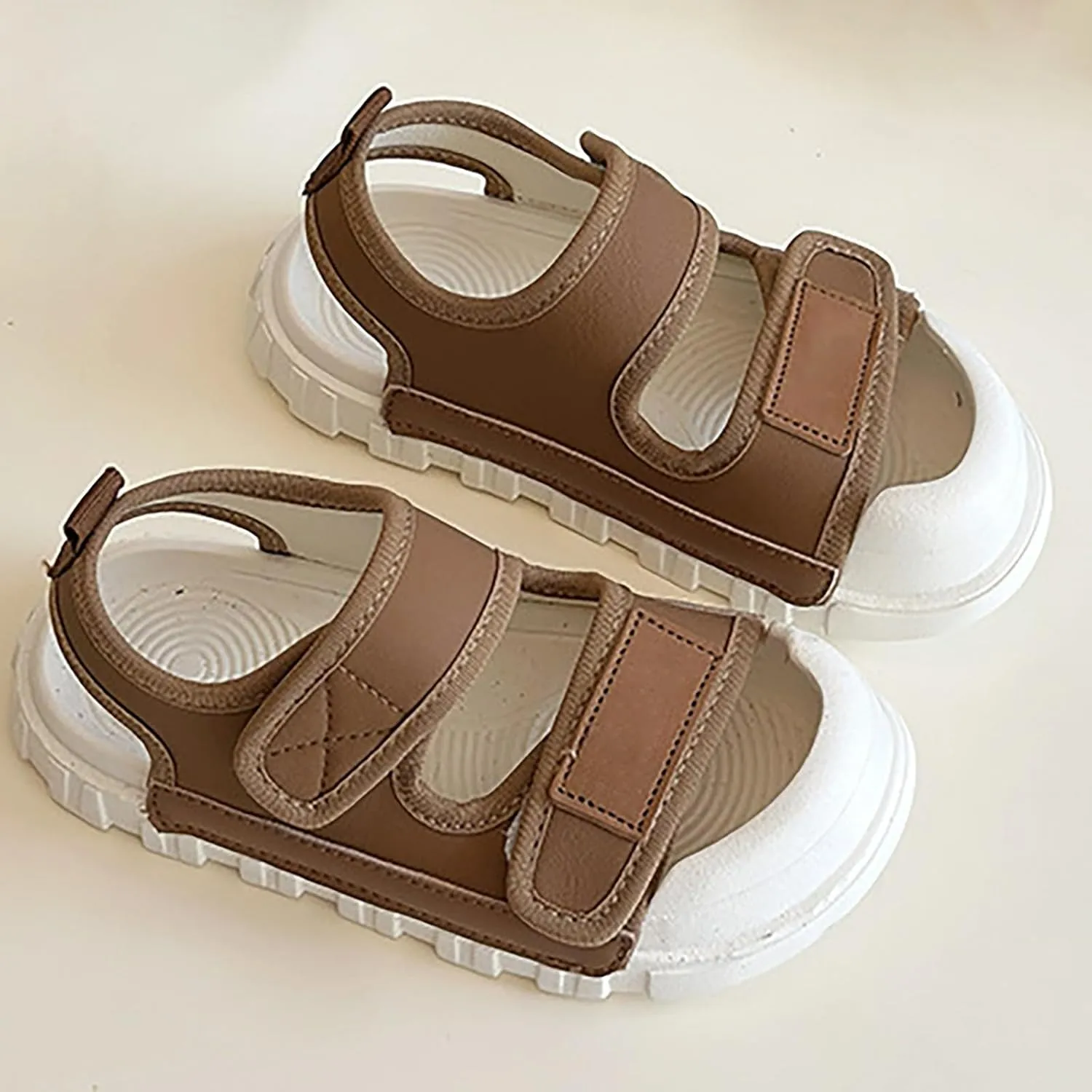 Toddler Boys Sole Rubber Sandals Leather Soft Open Toe Strap Walking Non Slip Summer Shoes Beach Pool Water Sandals