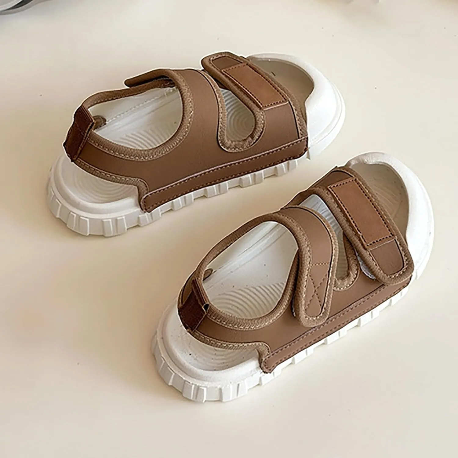 Toddler Boys Sole Rubber Sandals Leather Soft Open Toe Strap Walking Non Slip Summer Shoes Beach Pool Water Sandals