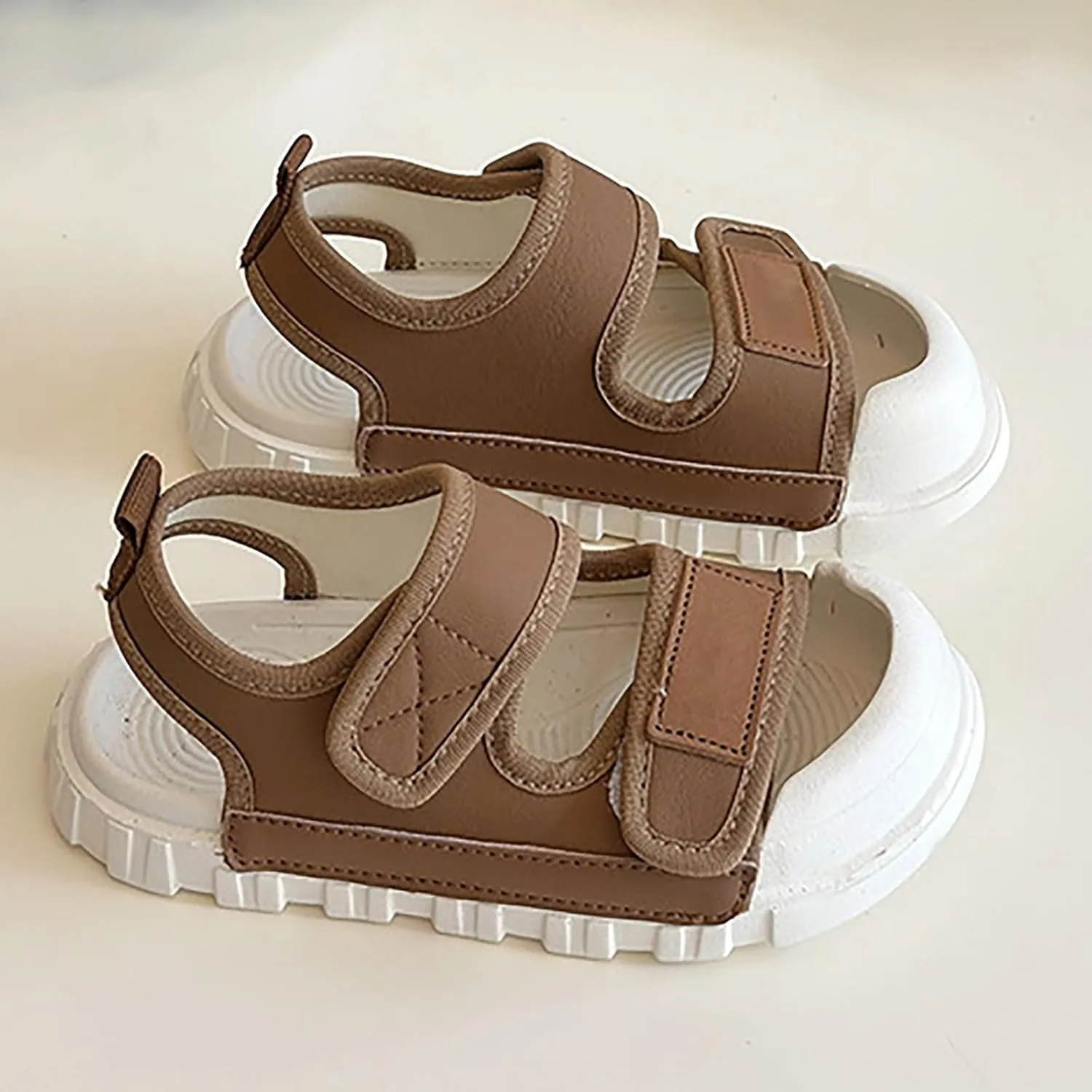 Toddler Boys Sole Rubber Sandals Leather Soft Open Toe Strap Walking Non Slip Summer Shoes Beach Pool Water Sandals
