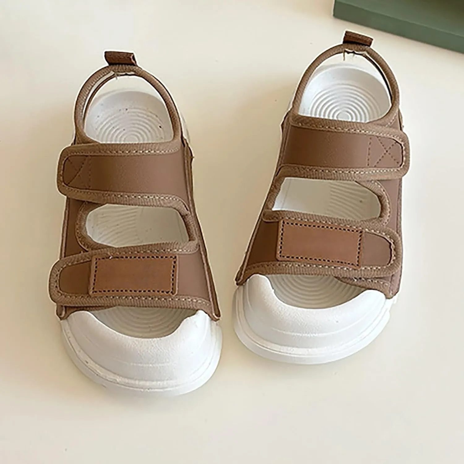 Toddler Boys Sole Rubber Sandals Leather Soft Open Toe Strap Walking Non Slip Summer Shoes Beach Pool Water Sandals