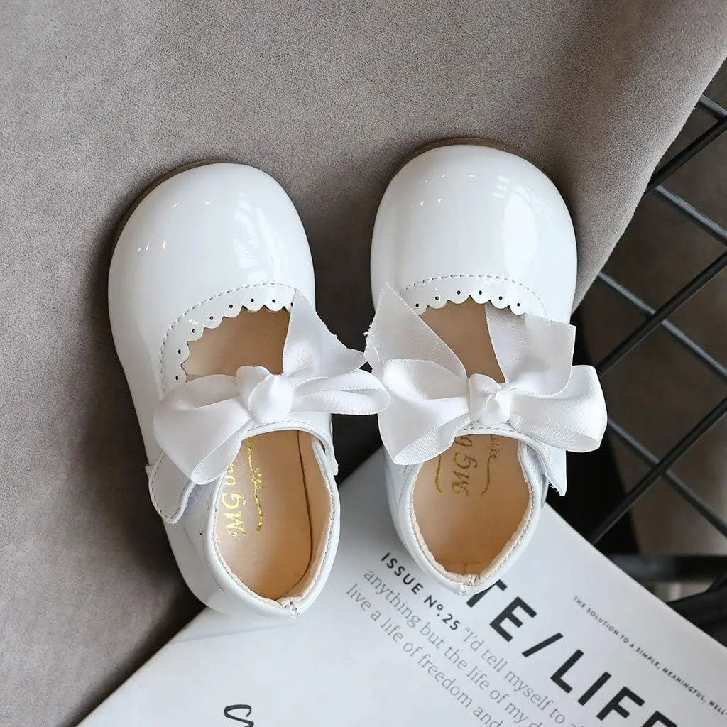 Toddler Flower Girl Dress Shoes Patent Bow Mary Jane Ballet Flats Wedding Party School Shoes Baby Church Shoes