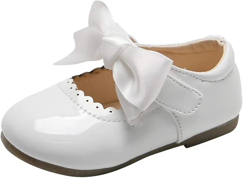 Toddler Flower Girl Dress Shoes Patent Bow Mary Jane Ballet Flats Wedding Party School Shoes Baby Church Shoes