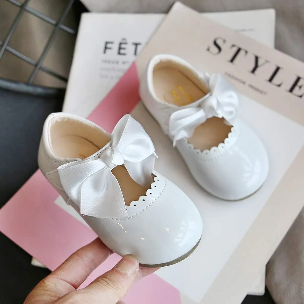 Toddler Flower Girl Dress Shoes Patent Bow Mary Jane Ballet Flats Wedding Party School Shoes Baby Church Shoes