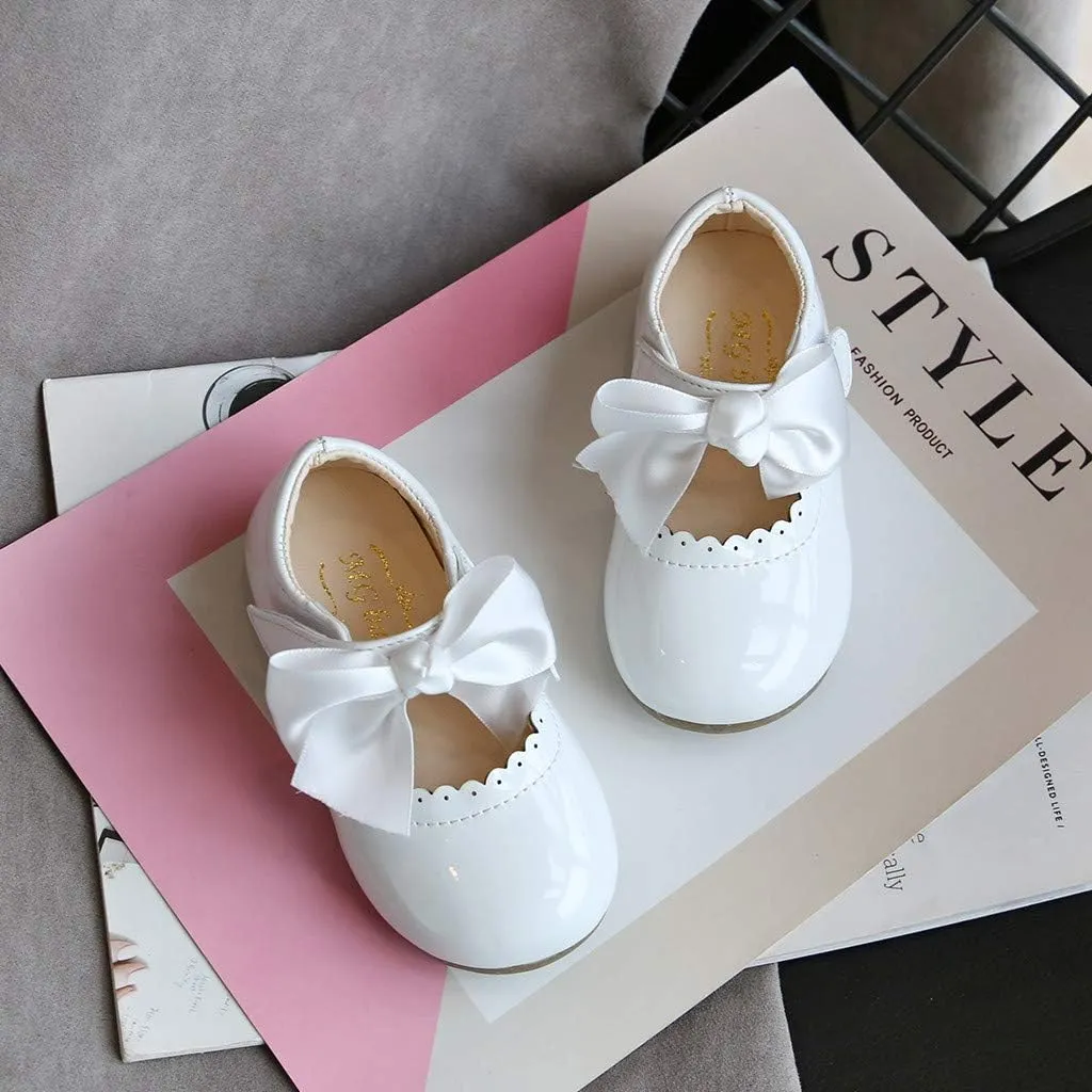 Toddler Flower Girl Dress Shoes Patent Bow Mary Jane Ballet Flats Wedding Party School Shoes Baby Church Shoes