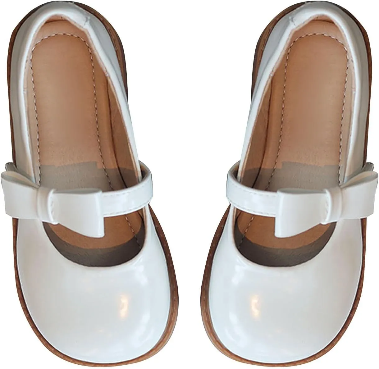 Toddler Flower Girls Bowknot Strap Dress Shoes, Mary Jane Princess Non-Slip Ballet Flat for Kids Pary School