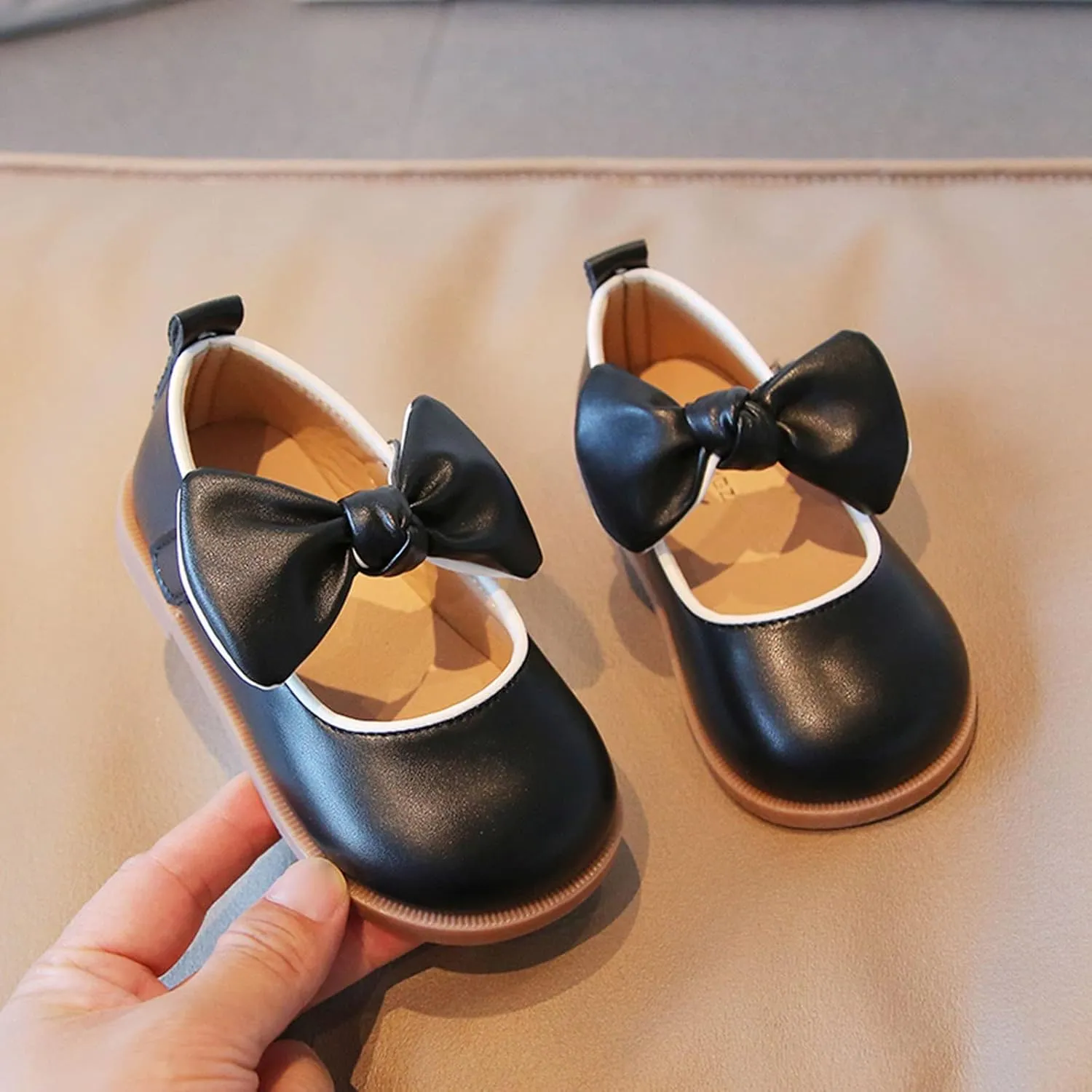 Toddler Girl Mary Jane Dress Shoes with Bow Flower Girl Shoes Little Girl School Uniform Shoes for Wedding Party