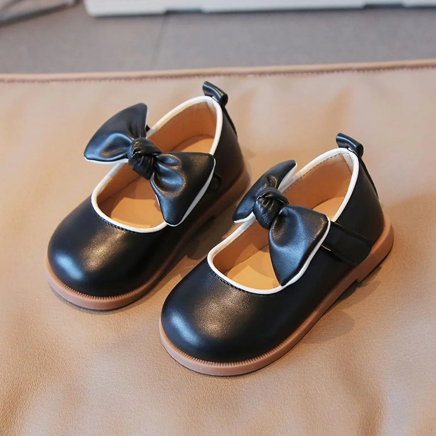 Toddler Girl Mary Jane Dress Shoes with Bow Flower Girl Shoes Little Girl School Uniform Shoes for Wedding Party