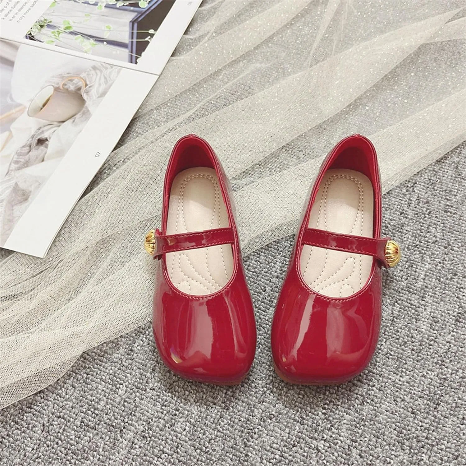Toddler Girl Mary Jane Flat with Hook and Loop Straps, Dress Shoes, Girls' Shoes for School, Weddings and Casual Wear