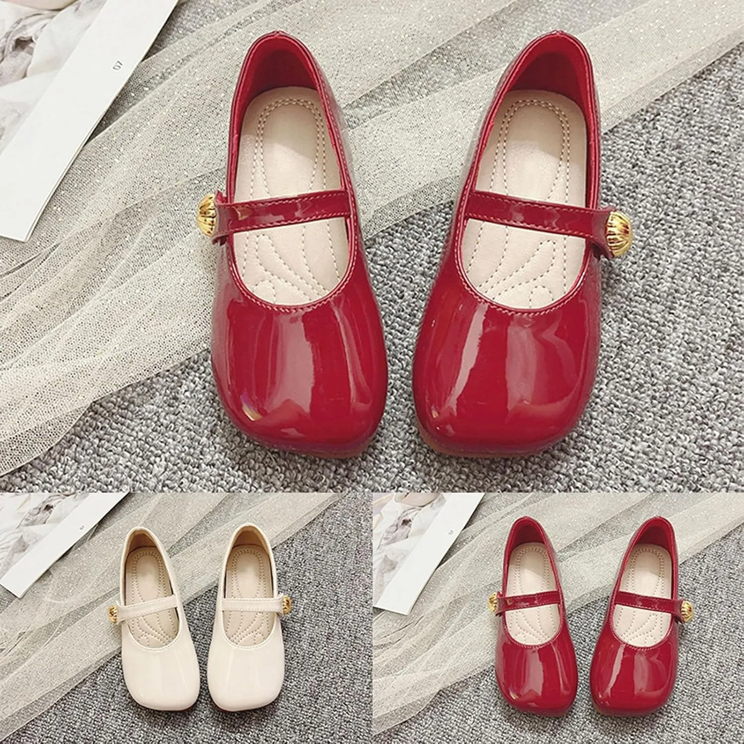 Toddler Girl Mary Jane Flat with Hook and Loop Straps, Dress Shoes, Girls' Shoes for School, Weddings and Casual Wear