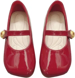 Toddler Girl Mary Jane Flat with Hook and Loop Straps, Dress Shoes, Girls' Shoes for School, Weddings and Casual Wear