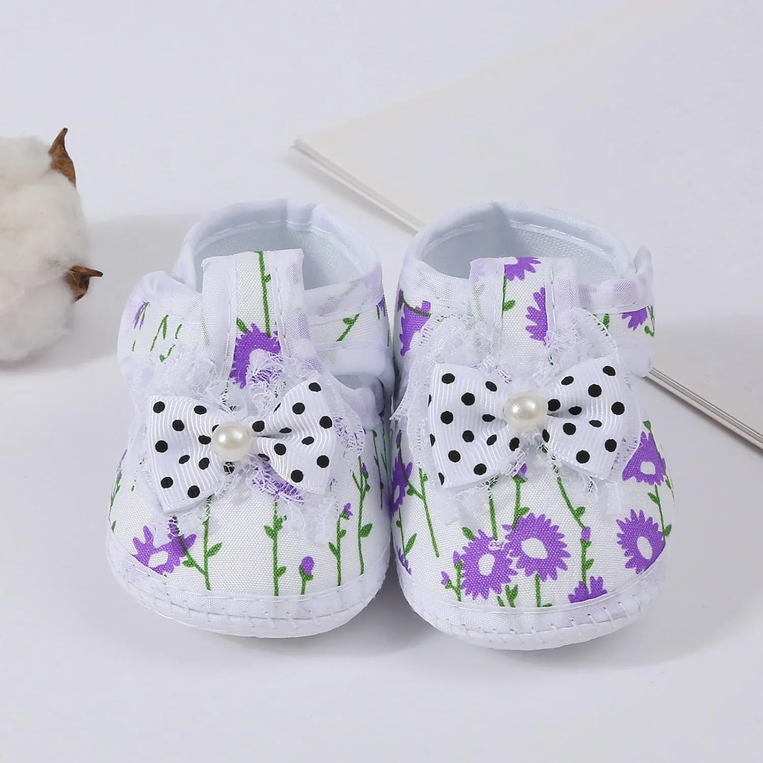 Toddler Girls Canvas Flower Sandals Bow Lace Hollow Pearl Flat Wide Shoes Kids Girls Summer Ankle Closed Toe Sandals