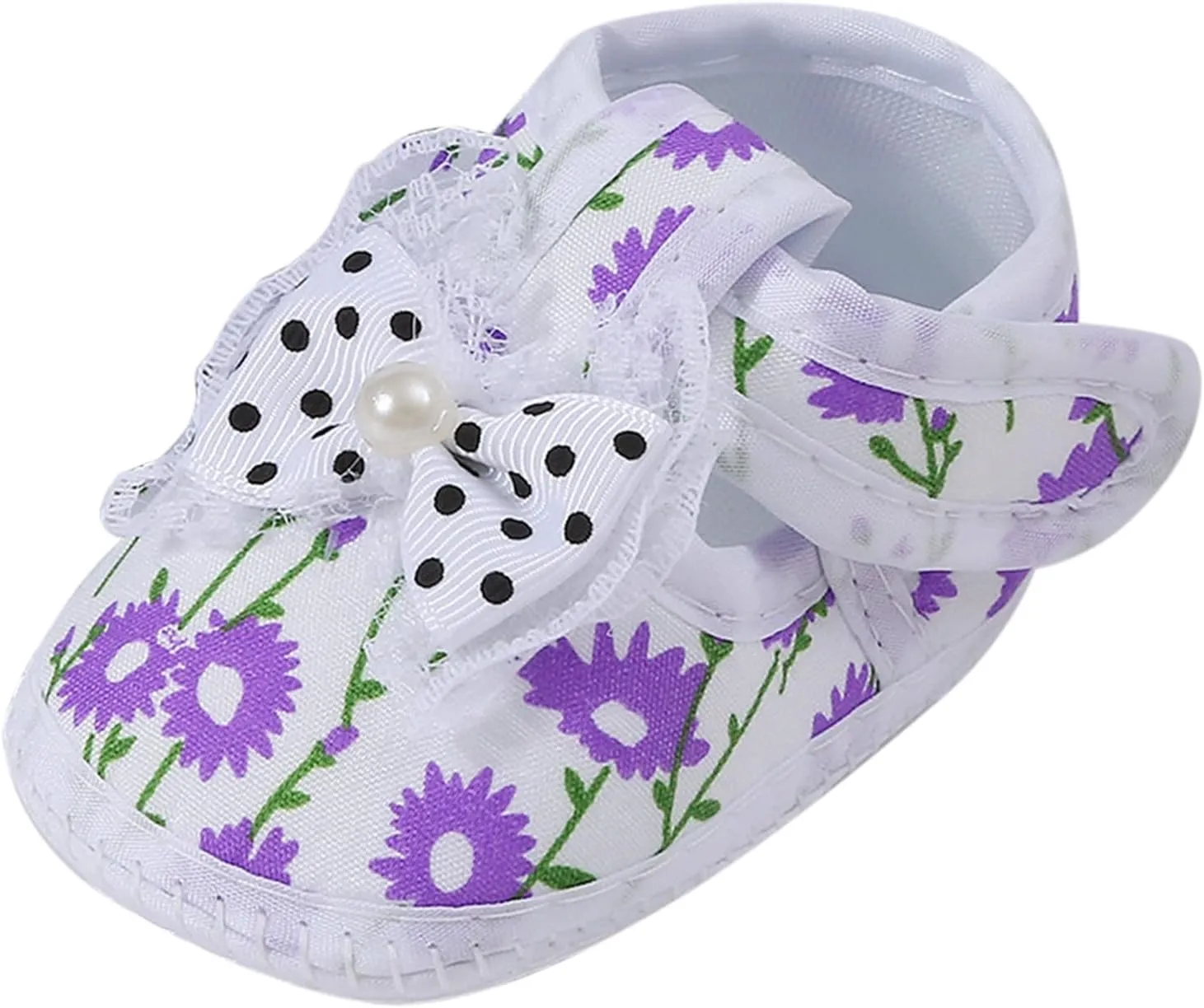 Toddler Girls Canvas Flower Sandals Bow Lace Hollow Pearl Flat Wide Shoes Kids Girls Summer Ankle Closed Toe Sandals