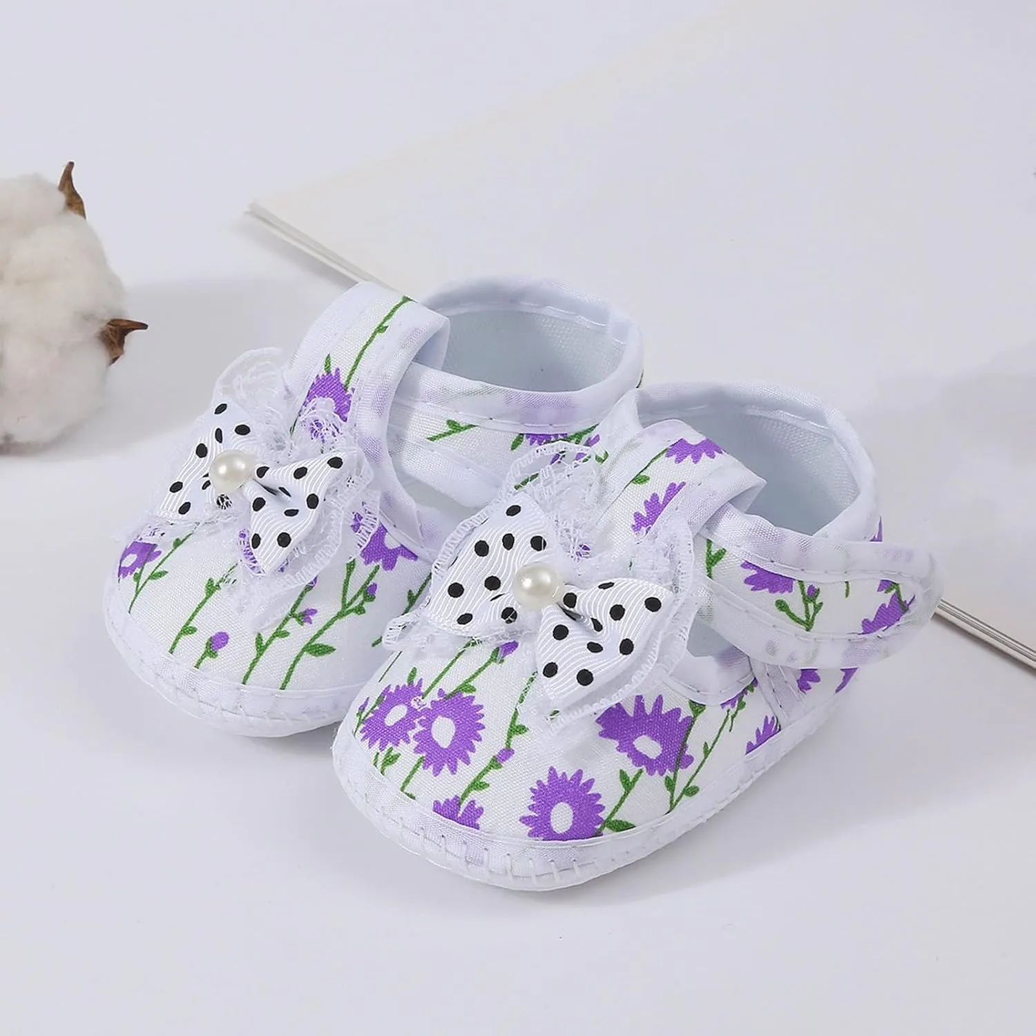 Toddler Girls Canvas Flower Sandals Bow Lace Hollow Pearl Flat Wide Shoes Kids Girls Summer Ankle Closed Toe Sandals
