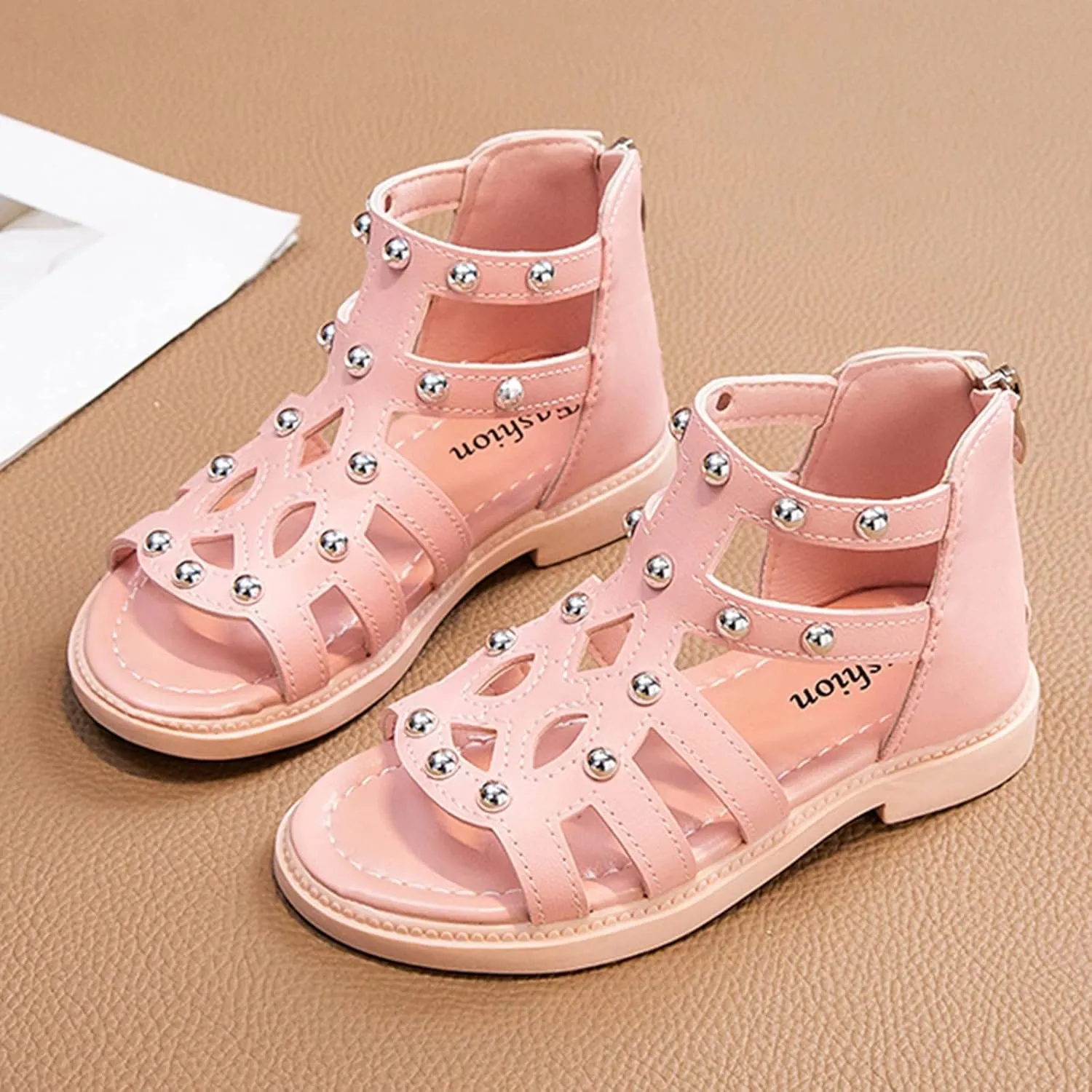 Toddler Girls Flat High Top Sandals Open Toe Rubber Soft Sole Non Slip Outdoor Casual Roman Shoes Sandals Girls