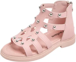 Toddler Girls Flat High Top Sandals Open Toe Rubber Soft Sole Non Slip Outdoor Casual Roman Shoes Sandals Girls