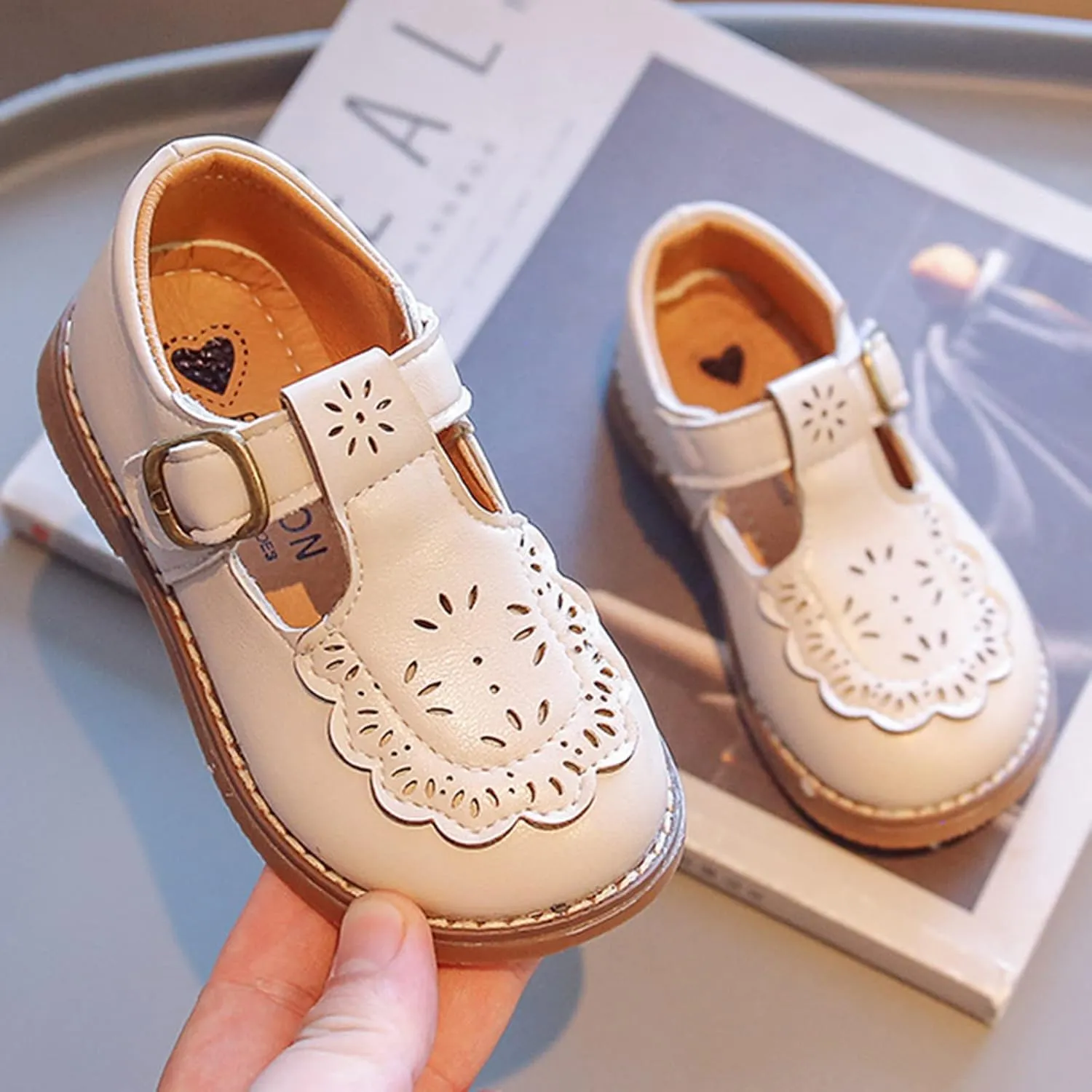 Toddler Girls Mary Jane School Shoes Flower Dress Shoes Uniform School Oxford Flats for Girl Party Wedding Shoes