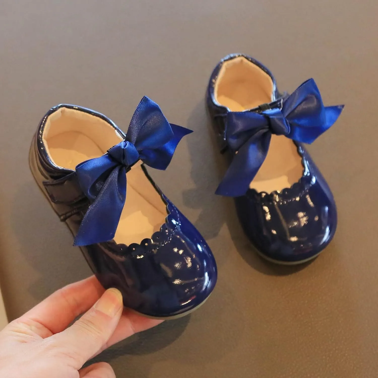 Toddler Girls Patent Bow Mary Jane Ballet Flats Flower Girl Dress Shoes Wedding Party School Shoes Baby Church Shoes