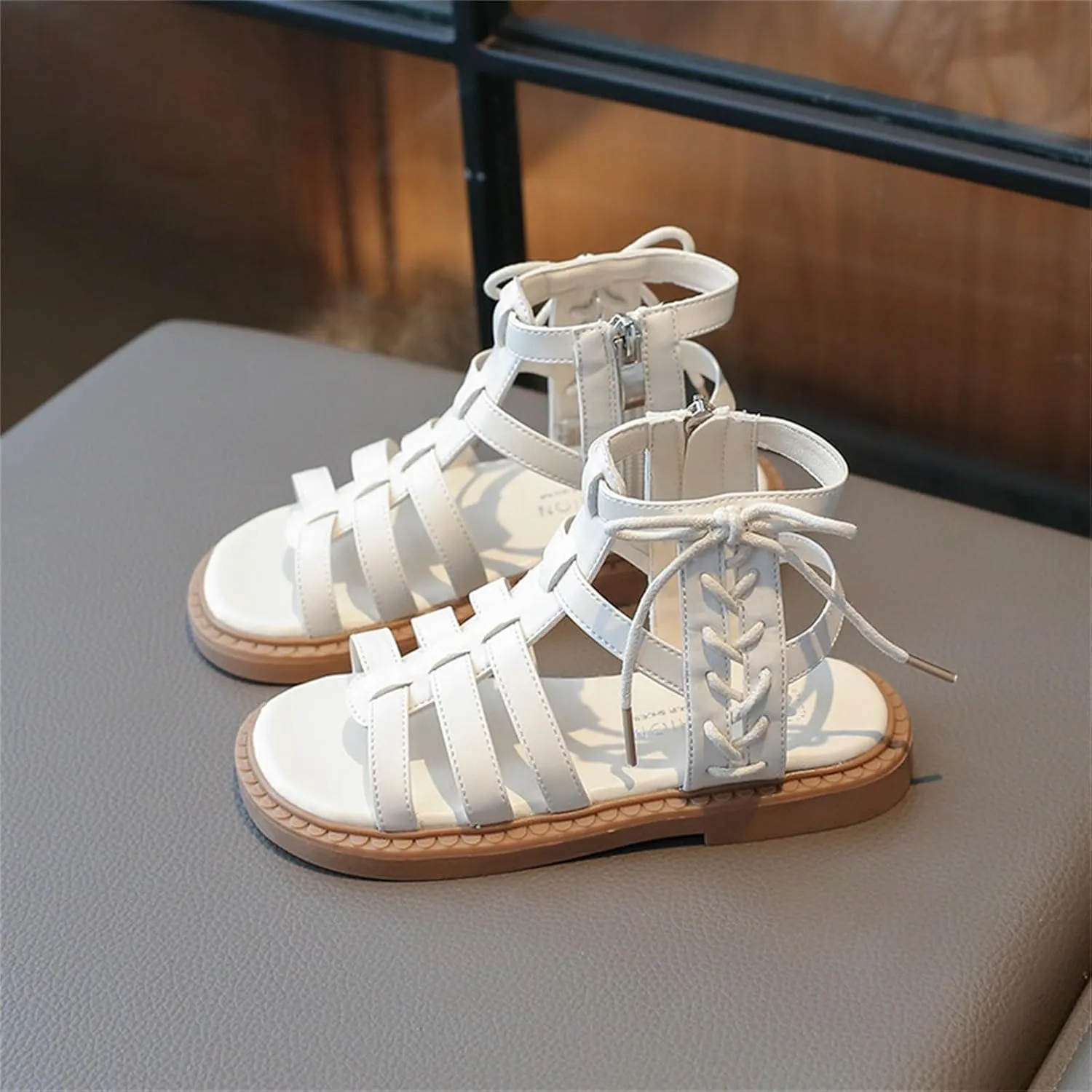 Toddler Girls Summer Sandals Baby Open Toe Strapped Fashion Shoes Side Zipper Outdoor Princess Gladiator Casual Flats