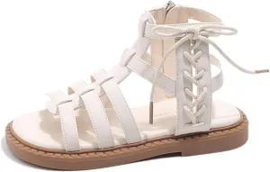 Toddler Girls Summer Sandals Baby Open Toe Strapped Fashion Shoes Side Zipper Outdoor Princess Gladiator Casual Flats