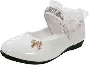Toddler Princess Flower Lace Mary Jane Dance Shoes ??xfords Leather Soft Sweet Elegant Flat Shoes for Kids Girls