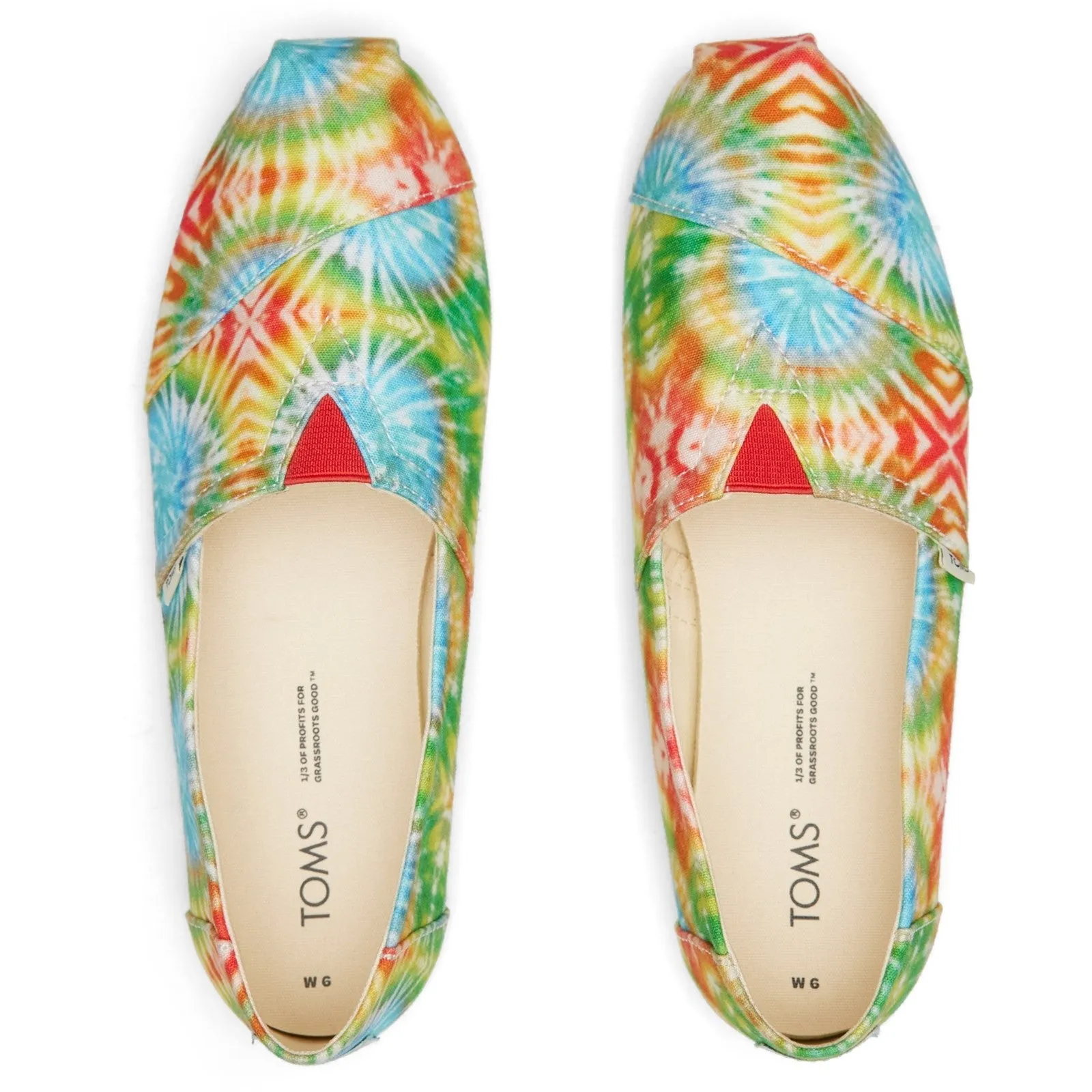 Toms Alpargata 10017812 Ladies Red Multi Textile Vegan Slip On Shoes