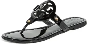 Tory Burch Women's Miller Patent Thong Sandal, Perfect Black Patent, 8.5 Medium US