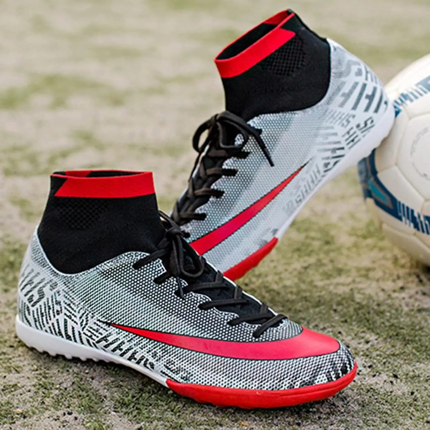 Turf Soccer Shoes Men,Comfortable Lightweight High-top Youth Football Cleats,Outdoor Indoor Training TF Kids Soccer Cleats,American Football Cleats for Competition
