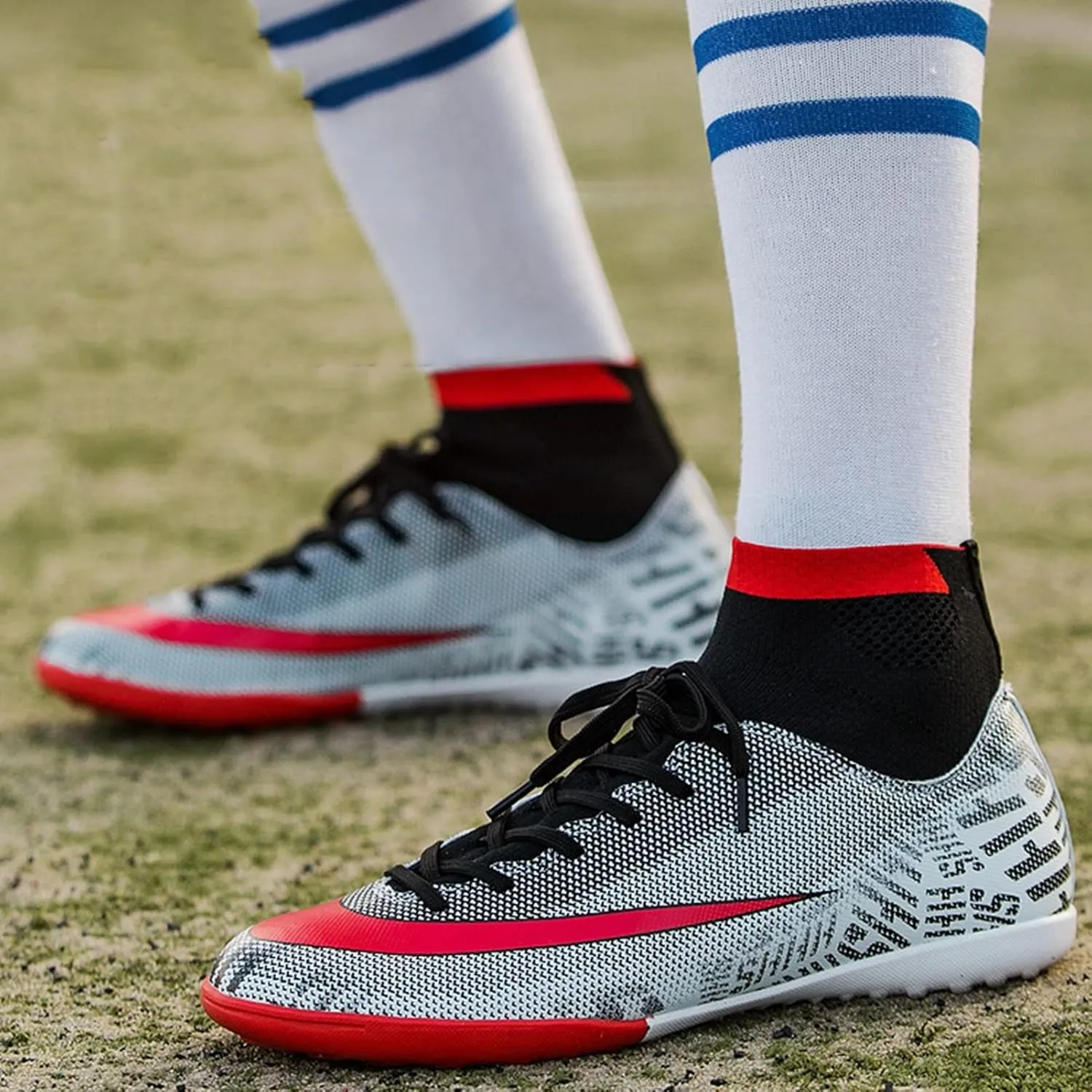 Turf Soccer Shoes Men,Comfortable Lightweight High-top Youth Football Cleats,Outdoor Indoor Training TF Kids Soccer Cleats,American Football Cleats for Competition