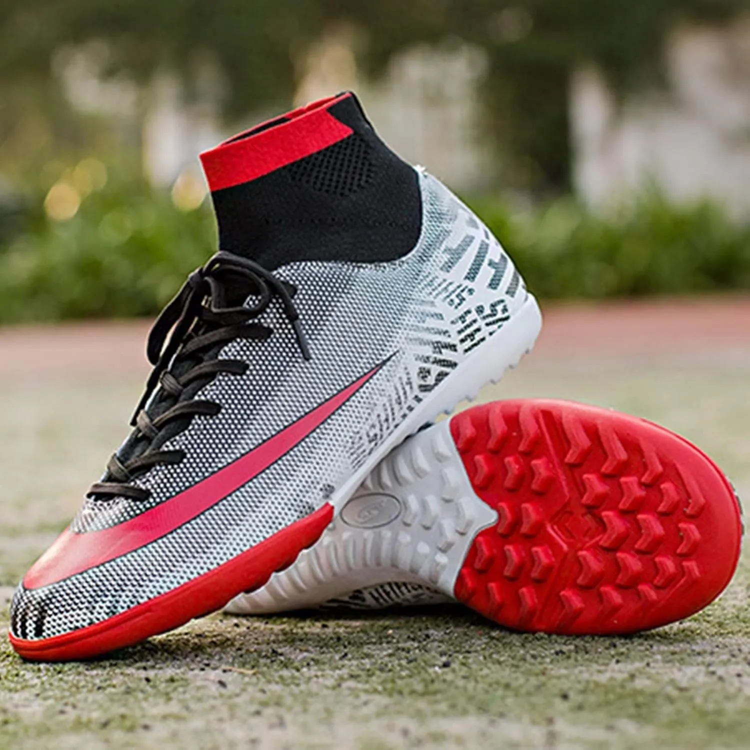 Turf Soccer Shoes Men,Comfortable Lightweight High-top Youth Football Cleats,Outdoor Indoor Training TF Kids Soccer Cleats,American Football Cleats for Competition