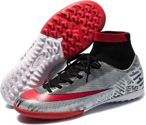 Turf Soccer Shoes Men,Comfortable Lightweight High-top Youth Football Cleats,Outdoor Indoor Training TF Kids Soccer Cleats,American Football Cleats for Competition