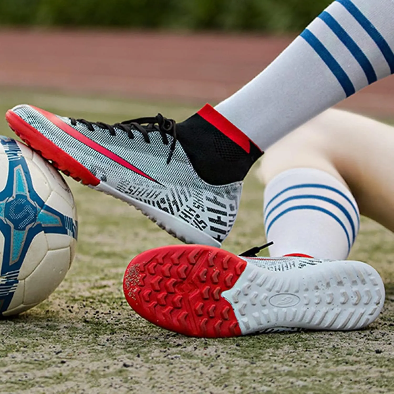 Turf Soccer Shoes Men,Comfortable Lightweight High-top Youth Football Cleats,Outdoor Indoor Training TF Kids Soccer Cleats,American Football Cleats for Competition