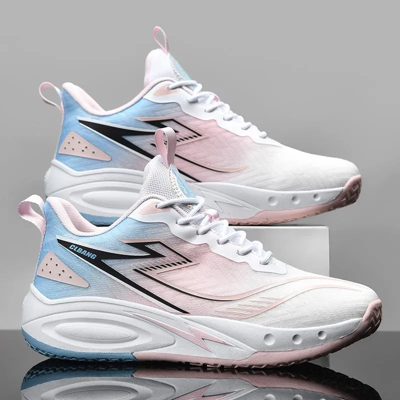 Unisex Basketball Shoes Fashionable Color Blocking Breathable Wear-Resistant Shock-Absorbing Sports Training Boots