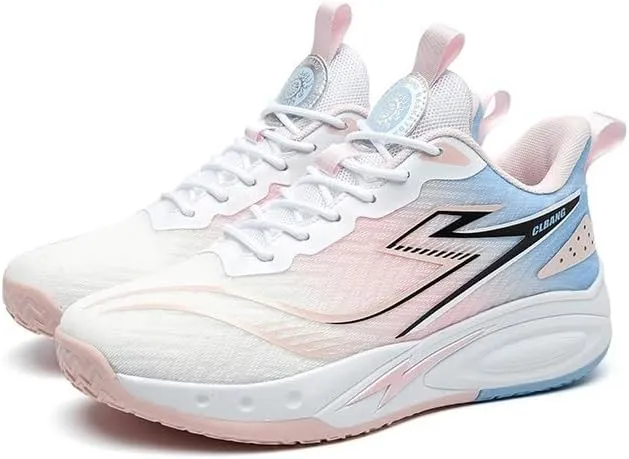 Unisex Basketball Shoes Fashionable Color Blocking Breathable Wear-Resistant Shock-Absorbing Sports Training Boots