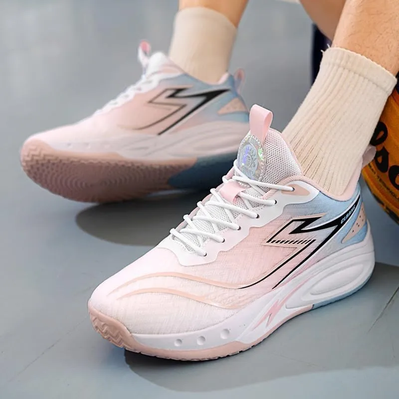 Unisex Basketball Shoes Fashionable Color Blocking Breathable Wear-Resistant Shock-Absorbing Sports Training Boots