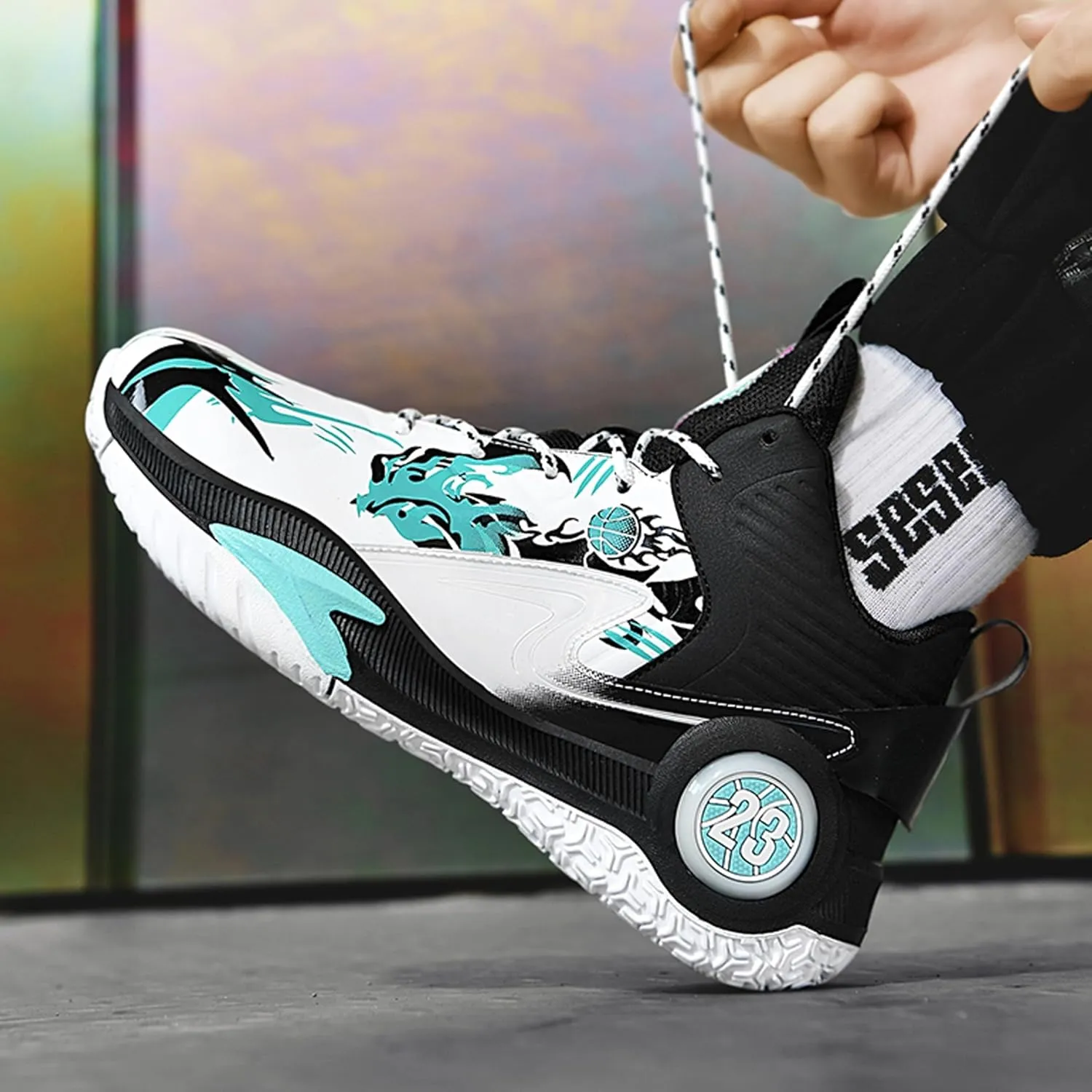 Unisex Basketball Shoes Lightweight Soft Soled Shock-Absorbing Anti Slip Wear-Resistant Sports Training Boots