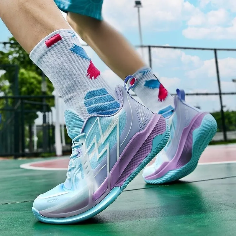 Unisex Basketball Shoes Low Cut Fashionable Breathable Anti Slip Wear-Resistant Shock-Absorbing Sports Boots