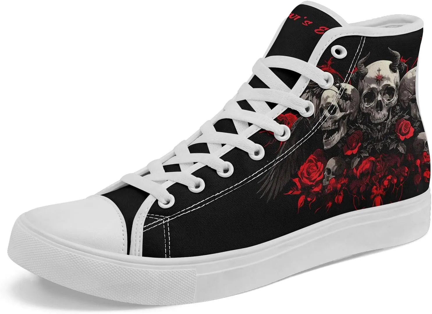 Unisex Skull High Top Sneakers Gothic Punk Hip Hop Canvas Tennis Shoes Fashion Comfortable Walking Shoes
