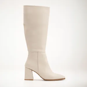 Valerie - Beige Knee High Boots