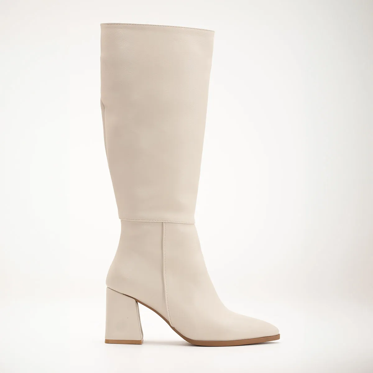 Valerie - Beige Knee High Boots