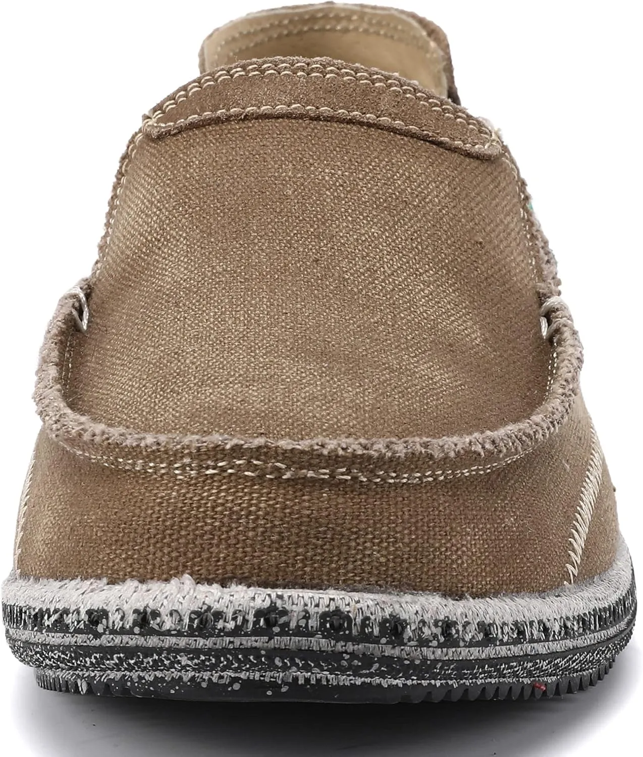 VILOCY Mens Slip on Deck Shoes Casual Canvas Loafers Beach Boat Shoes Zero Drop Vintage Flat