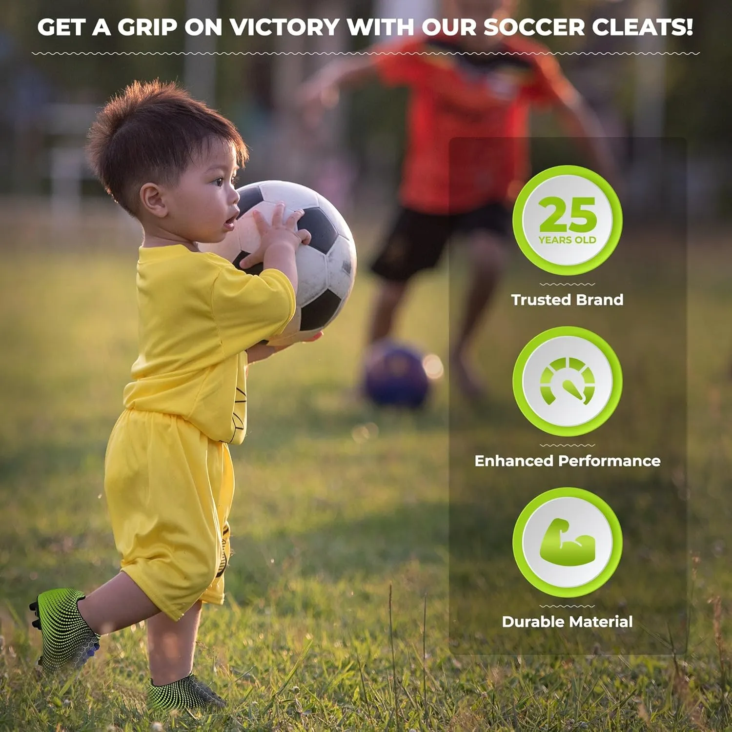 Vizari FG Youth Soccer Cleats with Two Pair of Socks (Random Color)| Firm Ground Shoes for Boys and Girls with Padded Linings | Durable Football Shoes for Youth with TPU Outsole