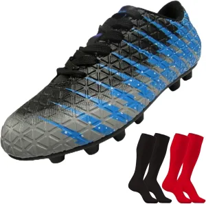 Vizari FG Youth Soccer Cleats with Two Pair of Socks (Random Color)| Firm Ground Shoes for Boys and Girls with Padded Linings | Durable Football Shoes for Youth with TPU Outsole
