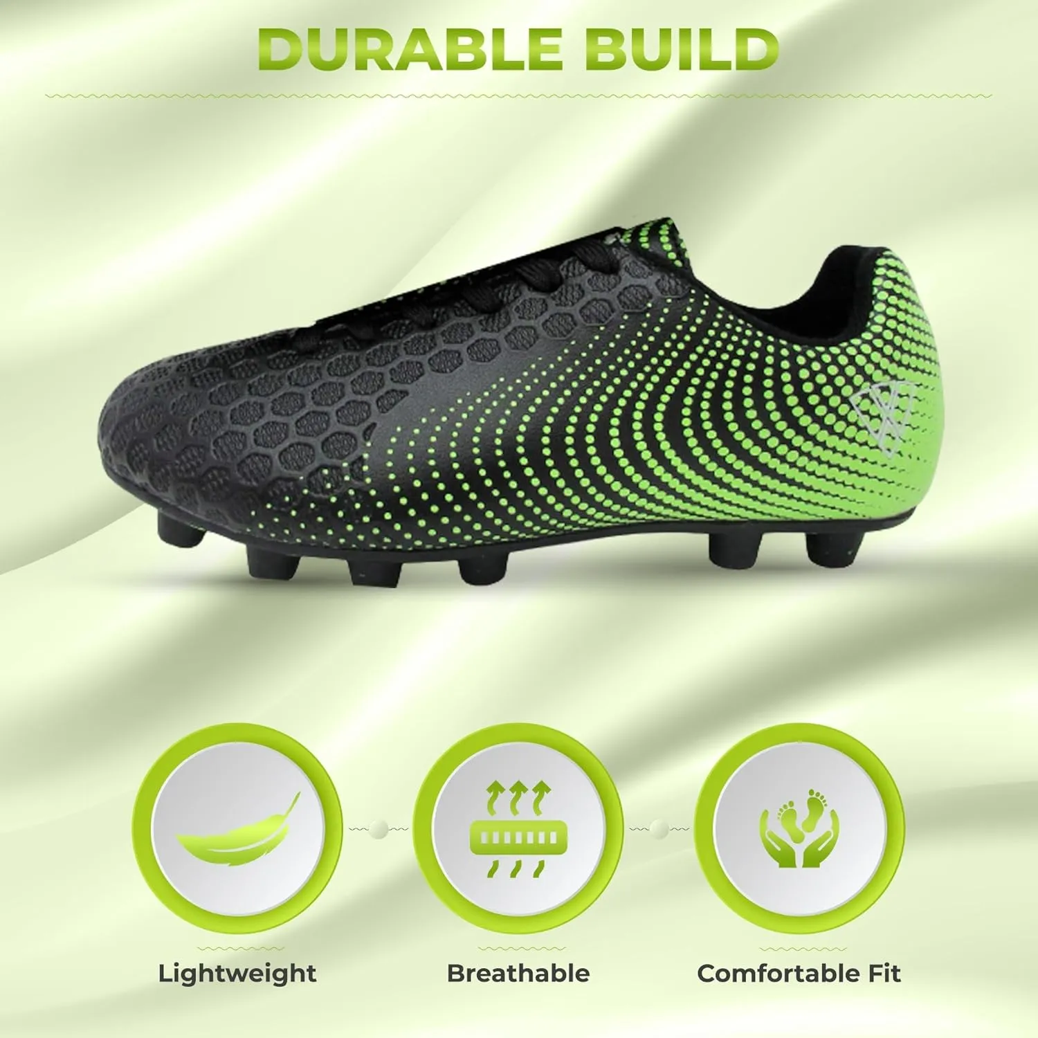 Vizari FG Youth Soccer Cleats with Two Pair of Socks (Random Color)| Firm Ground Shoes for Boys and Girls with Padded Linings | Durable Football Shoes for Youth with TPU Outsole