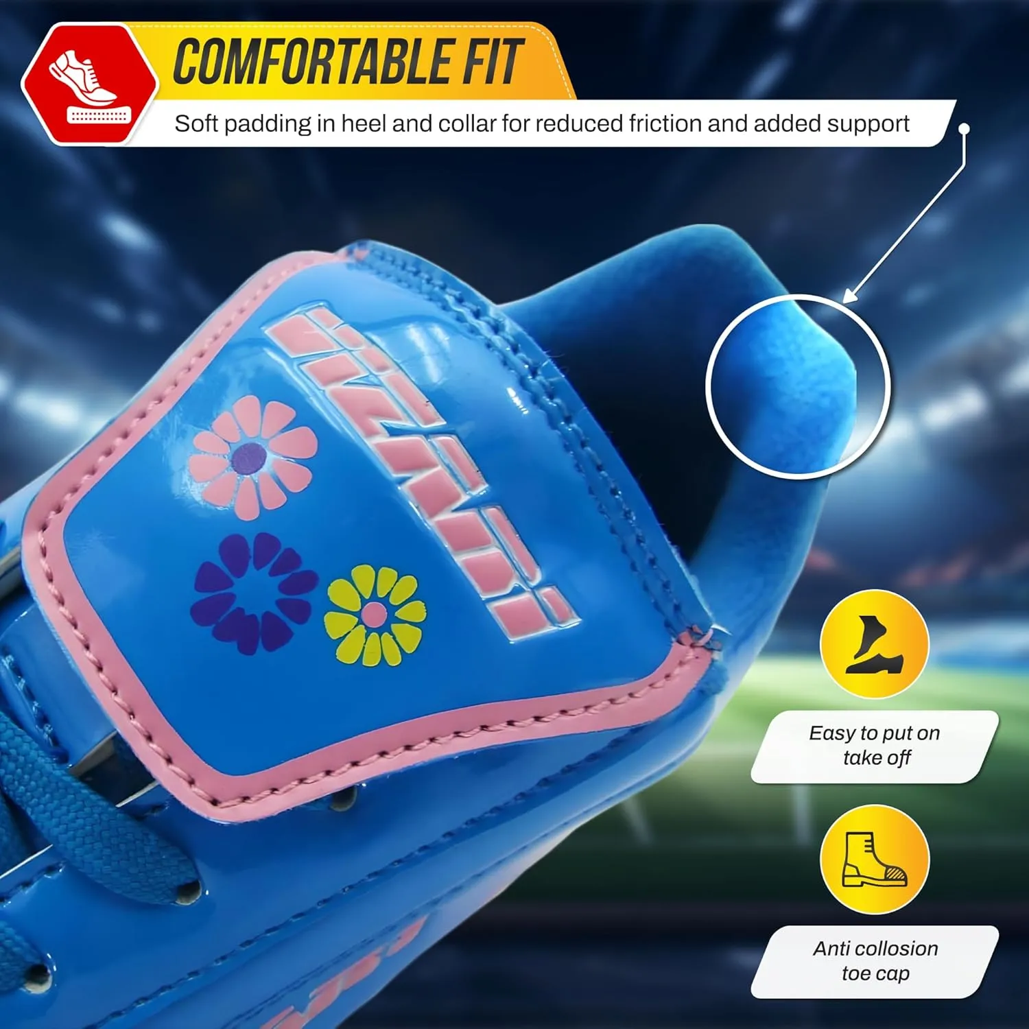 Vizari FG Youth Soccer Cleats with Two Pair of Socks (Random Color)| Firm Ground Shoes for Boys and Girls with Padded Linings | Durable Football Shoes for Youth with TPU Outsole