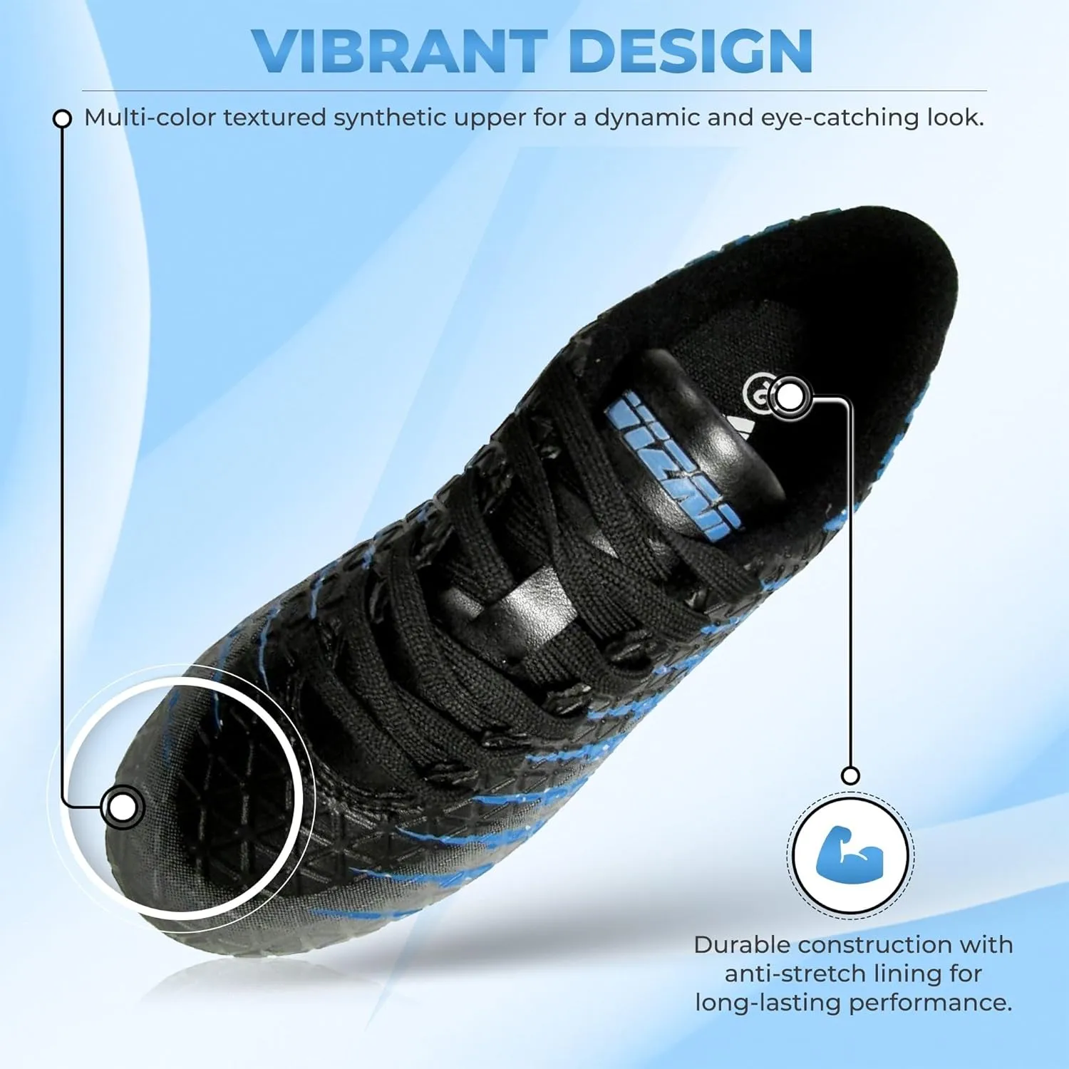 Vizari FG Youth Soccer Cleats with Two Pair of Socks (Random Color)| Firm Ground Shoes for Boys and Girls with Padded Linings | Durable Football Shoes for Youth with TPU Outsole