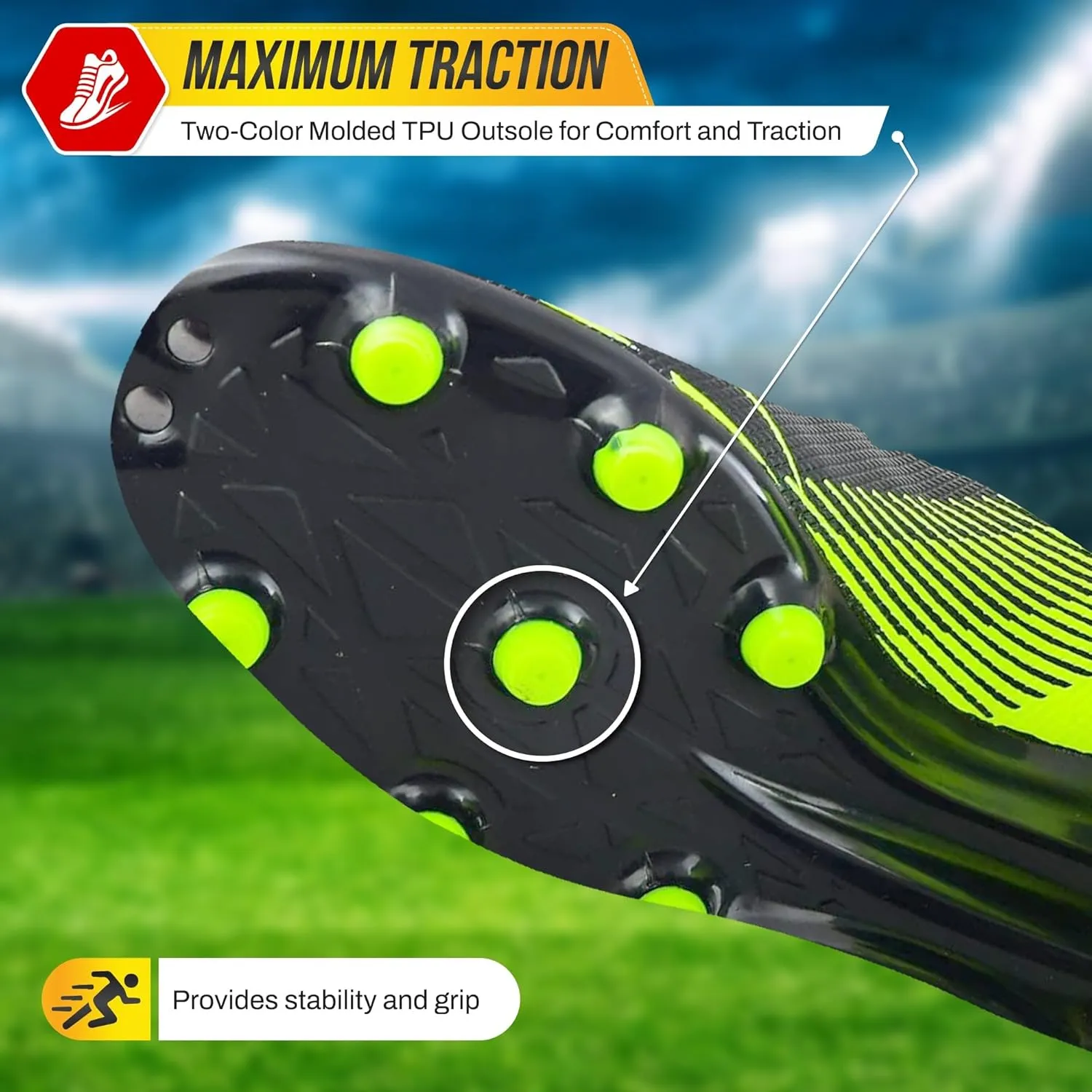 Vizari Ranger Youth Firm Ground Soccer Cleats ?C FG Outdoor Football Shoes | Ideal for Toddlers & Little/Big Kids | Snug Fit with Long-Lasting Comfort